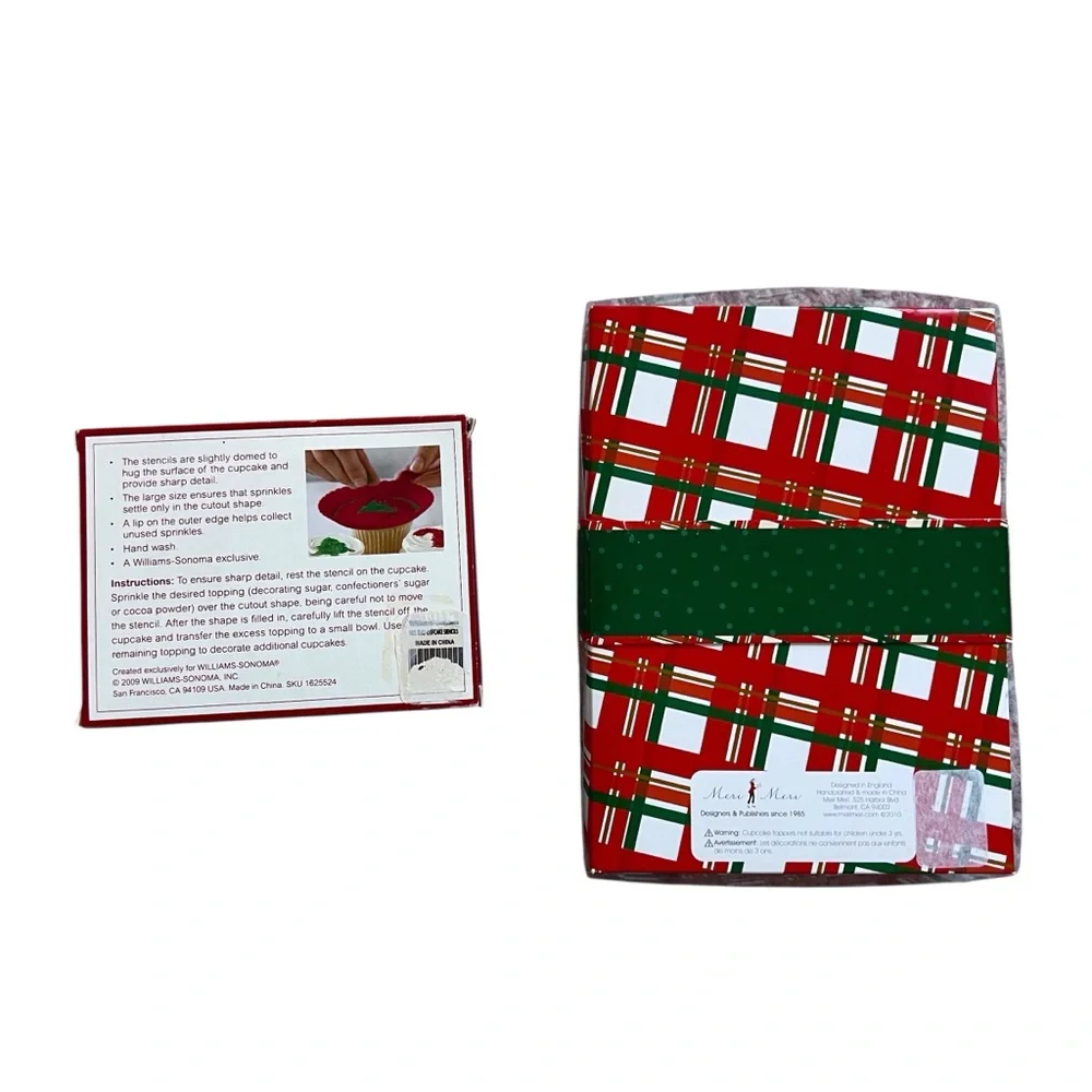 Williams Sonoma Holiday Cupcake Bundle New In Box Stencils Kit Christmas Party